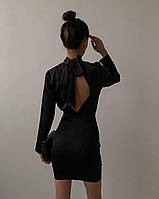 Чорне жіноче шовкове плаття з відкритою спиною (42-44 і 44-46 розміри)
