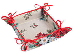 Хлібниця новорічна гобеленова 20х20 хлібничка різдвяний кошик для хліба тканинна