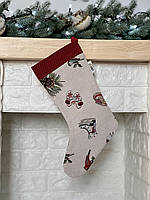 Сапожок новогодний для подарков гобеленовый 25х37 см носок чулок рождественский сапожек