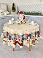 Скатерть новогодняя гобеленовая круглая рождественская праздничная Limaso на круглый стол ROUND1196-160D