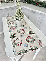 Гобеленовый новогодний наперон раннер ранер дорожка на стол 37 х 100 см Limaso скатерть-дорожка CORONA-37