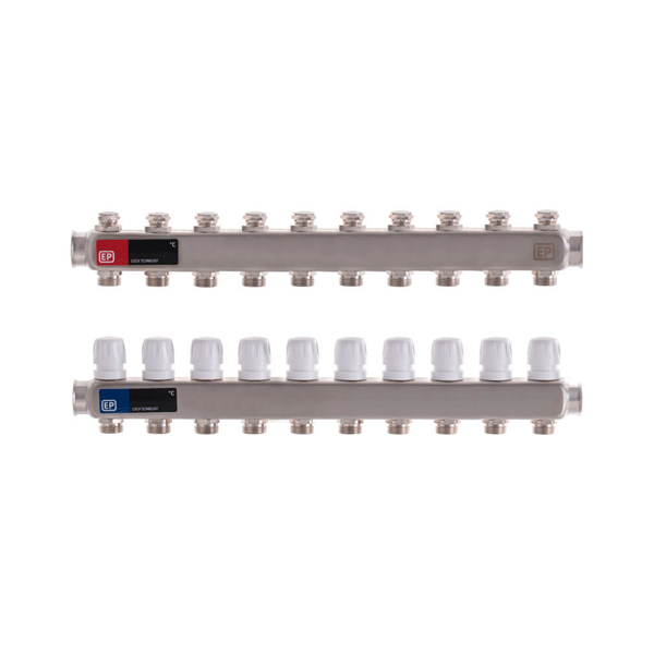 Колекторні балки опалення під шестигранник з клапанами на 10 контурів EP.S1100 (нержавіюча сталь)