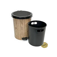 Комплект декоративних відер з педаллю WOOD 22Л, 11Л та 7Л, пластик, з візерунком SNMZ, фото 6