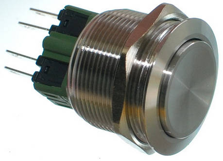 Кнопка антивандальная d28mm різьблення 25mm h33mm 4 контакти, фото 1
