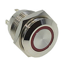 Кнопка антивандальная d18mm різьблення 16mm h18mm 4 контакти індикація, фото 4