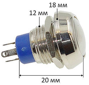 Кнопка антивандальная d18mm різьблення 12mm h20mm 4 контакти, фото 3