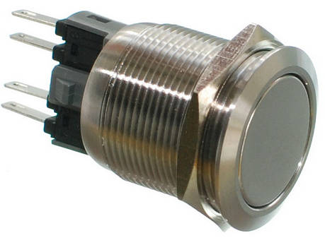 Кнопка антивандальная d25mm різьблення 22mm h35mm 4 контакти, фото 1