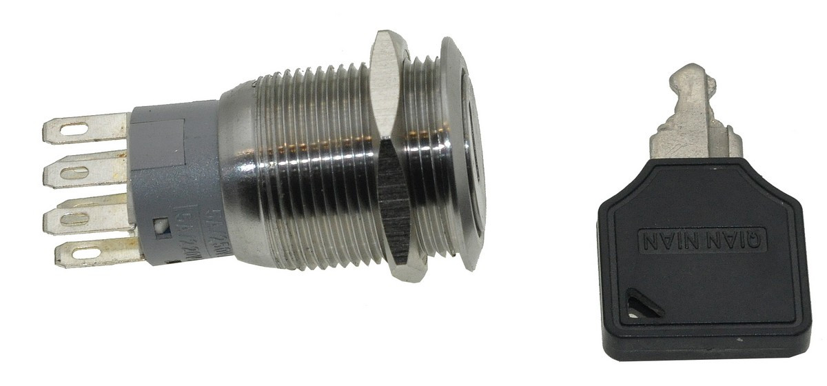 Перемикач під ключ антивандальный d22mm різьблення 19mm h31mm 3 положення 6 контактів