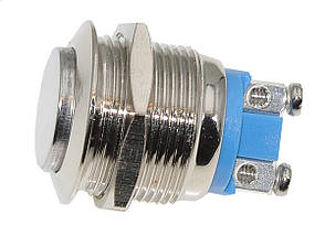 Кнопка антивандальная d22mm різьблення 19mm h28mm 2 контакти під гвинт, фото 1