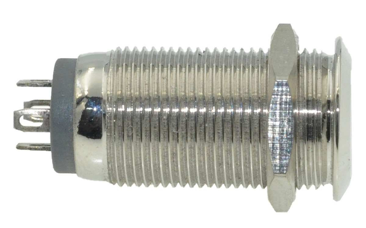 Кнопка антивандальная d14mm різьблення 12mm h25mm 2 положення 4 контакти індикація