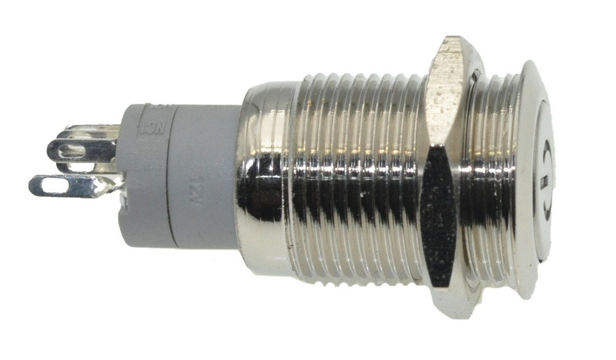 Кнопка антивандальная d18mm різьблення 16mm h31mm 2 положення 5 контактів індикація
