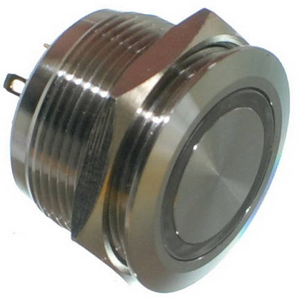 Кнопка антивандальная d25mm різьблення 22mm h18mm 4 контакти індикація, фото 1