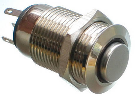 Кнопка антивандальная d18mm різьблення 16mm h28mm 5 контактів індикація, фото 1