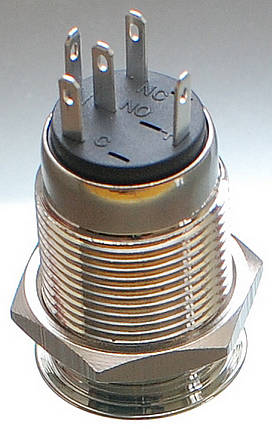 Кнопка антивандальная d18mm різьблення 16mm h28mm 5 контактів індикація, фото 3