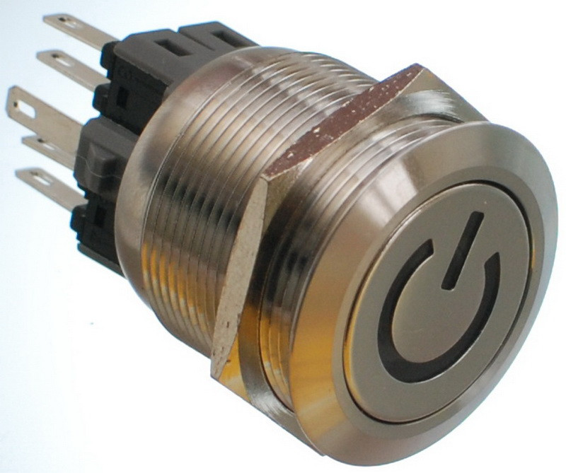 Кнопка антивандальная d28mm різьблення 25mm h34mm 6 контактів індикація