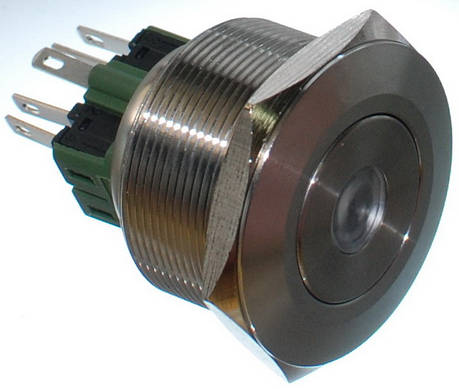 Кнопка антивандальная d34mm різьблення 30mm h34mm 2 положення 6 контактів індикація, фото 1