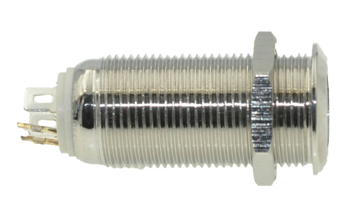 Кнопка антивандальная d14mm різьблення 12mm h28mm 2 положення 4 контакти індикація