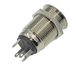 Кнопка антивандальная d18mm різьблення 16mm h27mm 5 контактів індикація, фото 4