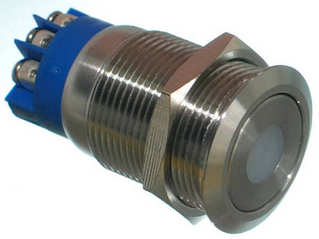 Кнопка антивандальная d22mm різьблення 19mm h36mm 6 контактів під гвинт індикація, фото 1