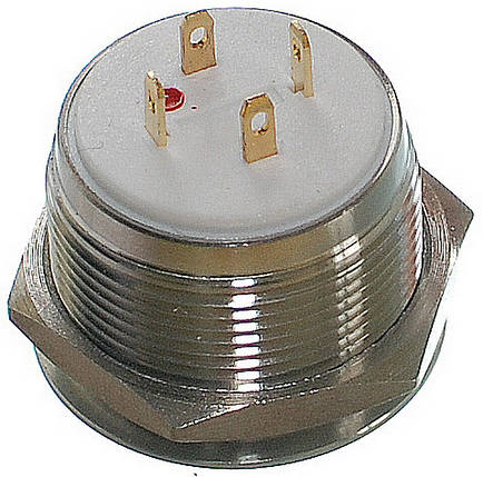 Кнопка антивандальная d25mm різьблення 22mm h20mm 4 контакти індикація, фото 3