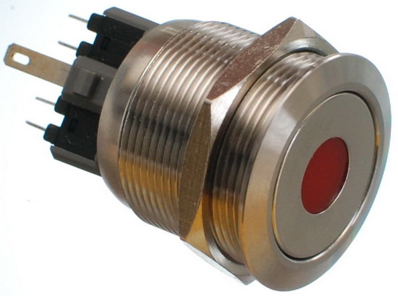 Кнопка антивандальная d28mm різьблення 25mm h34mm 6 контактів індикація