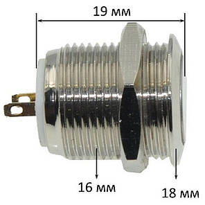 Кнопка антивандальная d18mm різьблення 16mm h19mm 2 контакти, фото 3