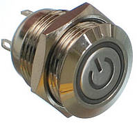 Кнопка антивандальная d18mm резьба 16mm h18mm 4 контакта индикация