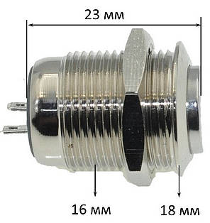 Кнопка антивандальная d18mm різьблення 16mm h23mm 2 положення 2 контакти, фото 3