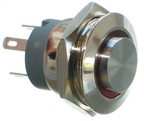 Кнопка антивандальная d22mm різьблення 19mm h20mm 4 контакти індикація, фото 1
