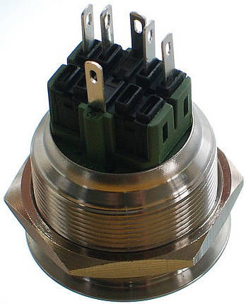 Кнопка антивандальная d32mm різьблення 28mm h34mm 2 положення 6 контактів індикація, фото 3