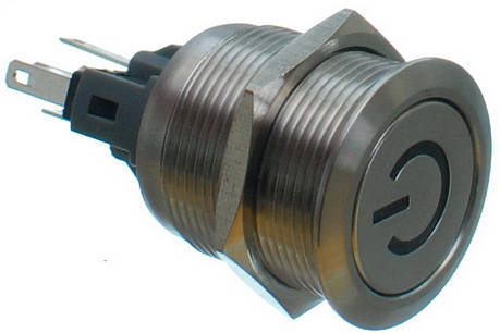 Кнопка антивандальная d25mm різьблення 22mm h34mm 6 контактів індикація, фото 1