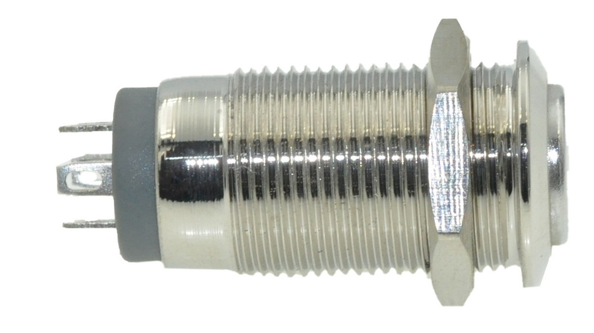 Кнопка антивандальная d14mm різьблення 12mm h25mm 2 положення 4 контакти індикація