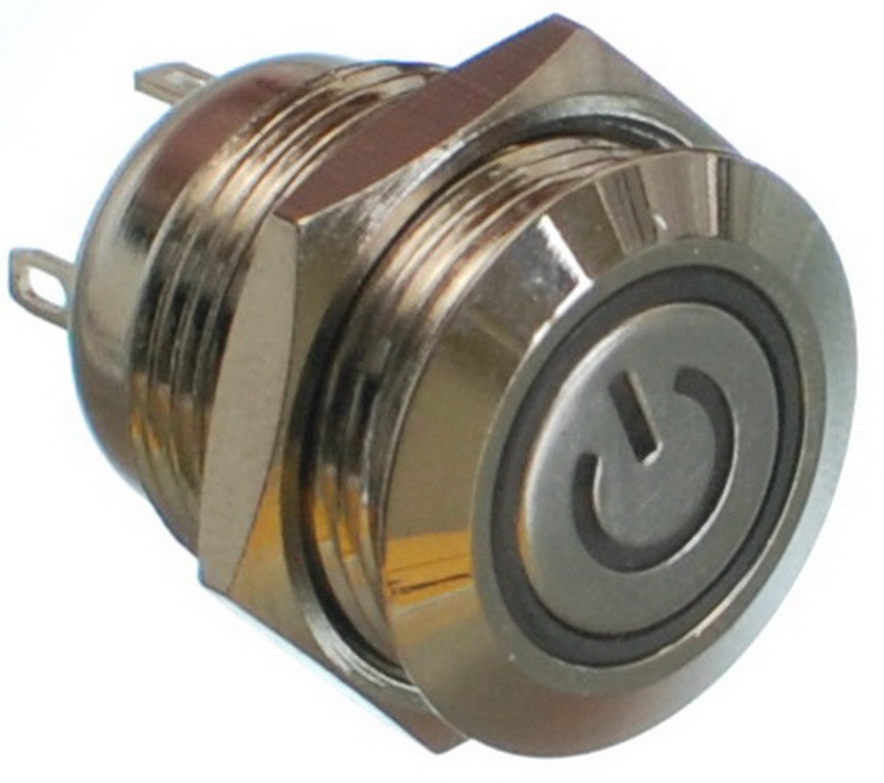 Кнопка антивандальная d18mm різьблення 16mm h18mm 4 контакти індикація