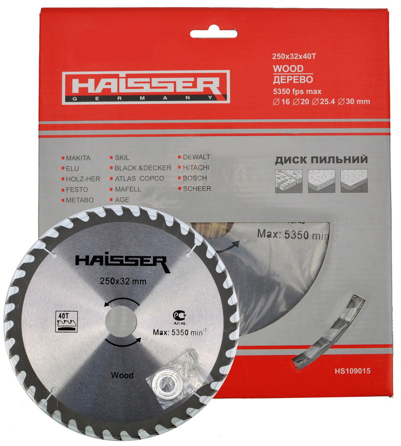 Пиляльний диск для дерева Haisser 250х32 40 зуб — 1 шт.