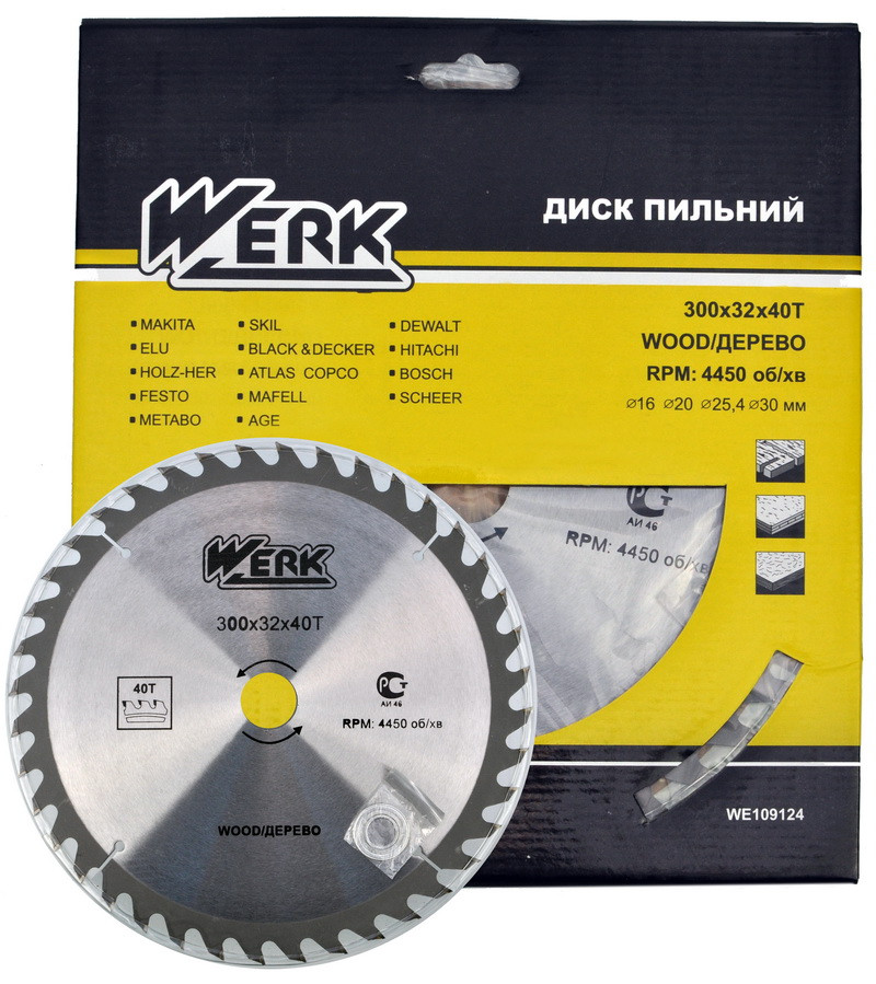 Пильний диск по дереву Werk 300X32, 40 зуб. - 1 шт