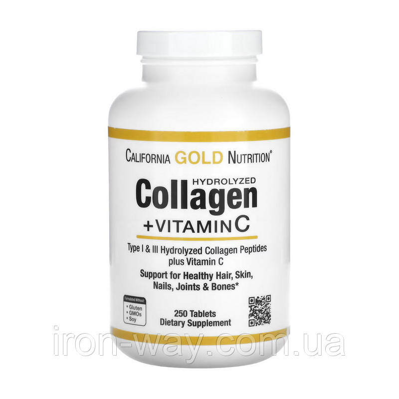 California Gold Nutrition Collagen Hydrolyzed + Vitamin C (250 tab)