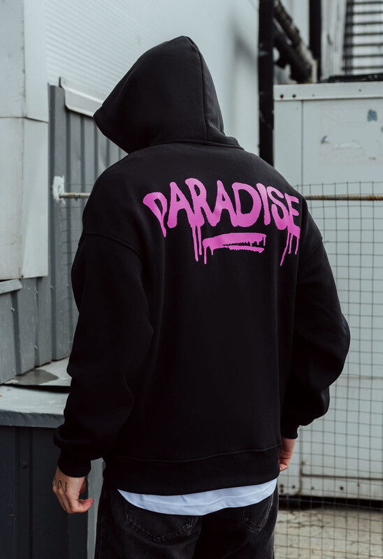 Чорне худі з рожевим принтом Staff paradise oversize fleece