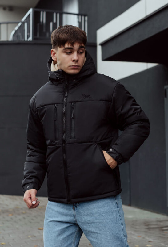 Зимова універсальна чорна куртка Staff b black2 logo