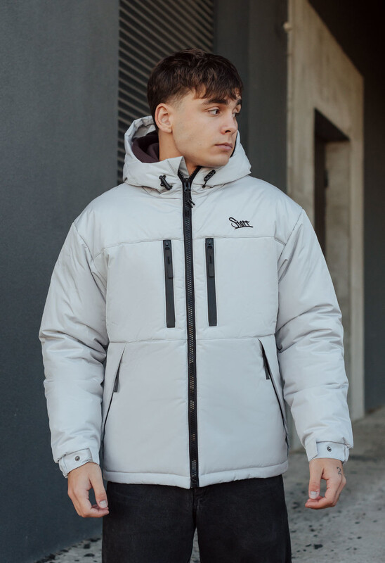 Зимова світло-сіра куртка Staff br light gray logo
