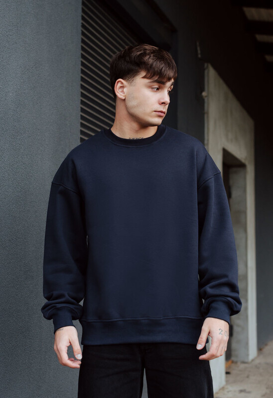 Теплий темно-синій світшот Staff navy oversize fleece, фото 1