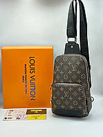 Мужская сумка слинг луи витон коричневая Louis Vuitton brown black вместительная стильная сумка через плечо