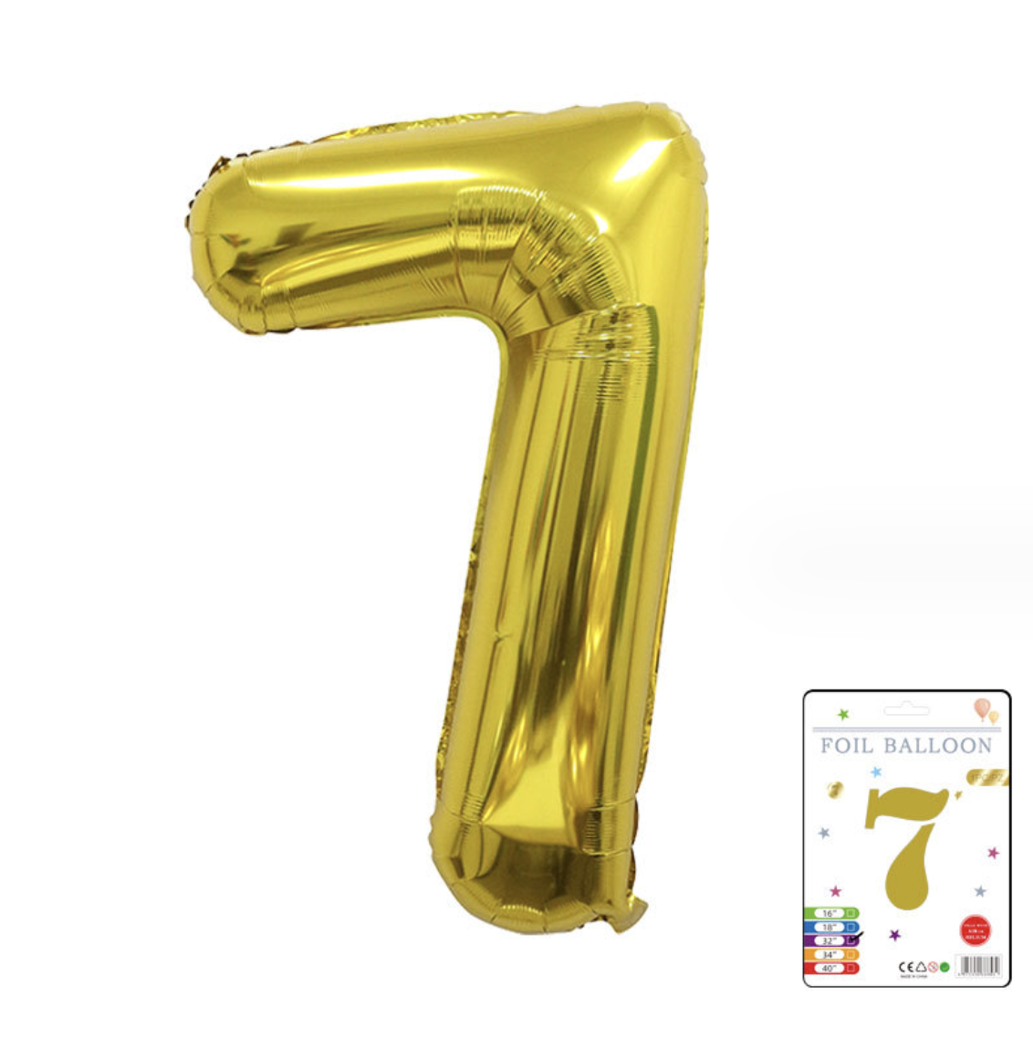 Фольгована надувна куля цифра 7, Золото, 101,5 см