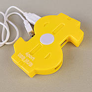 Хаб USB Долар розгалужувач (жовтий), фото 2