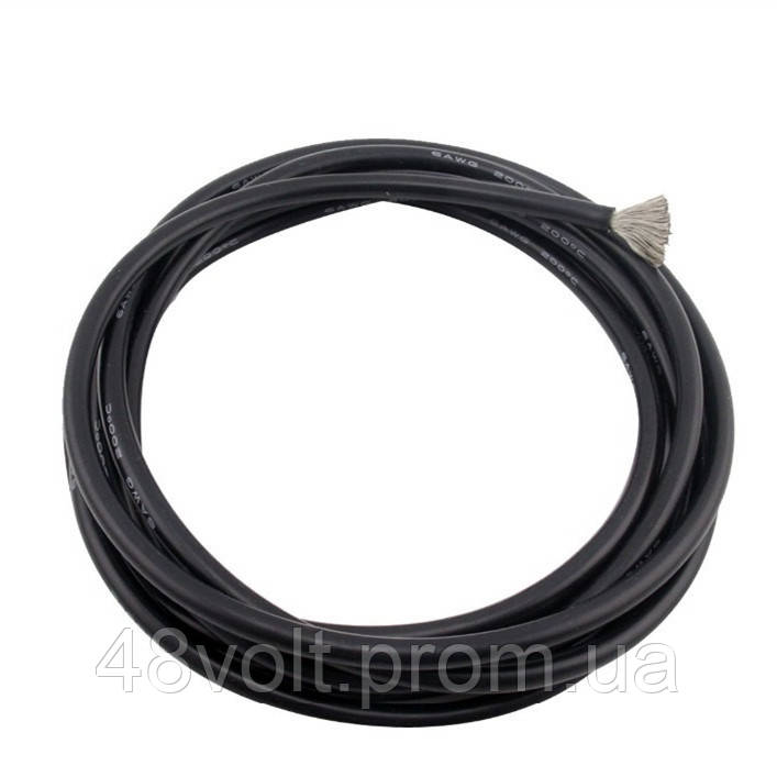 Провод силиконовый 6 AWG - 16 кв.м (3200х0,08) 1 м Чёрный - фото 1 - id-p2025191105