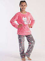 Теплая пижама для девочки Велсофт Сердечки, Розовый, Рост 134-140 (9-10 лет)