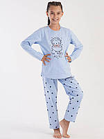 Байковая пижама для девочки Совушка 1838, Голубой, Рост 158-164 (13-14 лет)