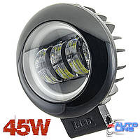 Линзованная LED-фара ближнего света с ходовыми огнями круглая 45W - Cyclone WL-F4B 45W+DRL Premium