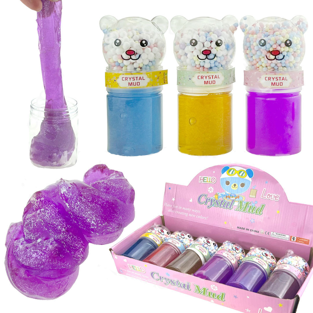 Дитячий слайм для рук Ведмедик із пінопластом 6 шт., фото 1