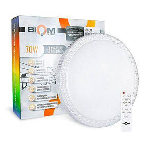 Світильник світлодіодний Biom SMART SML-R14-70-M 3000-6000K+ RGB 70 Вт з д/у музичний BT APP