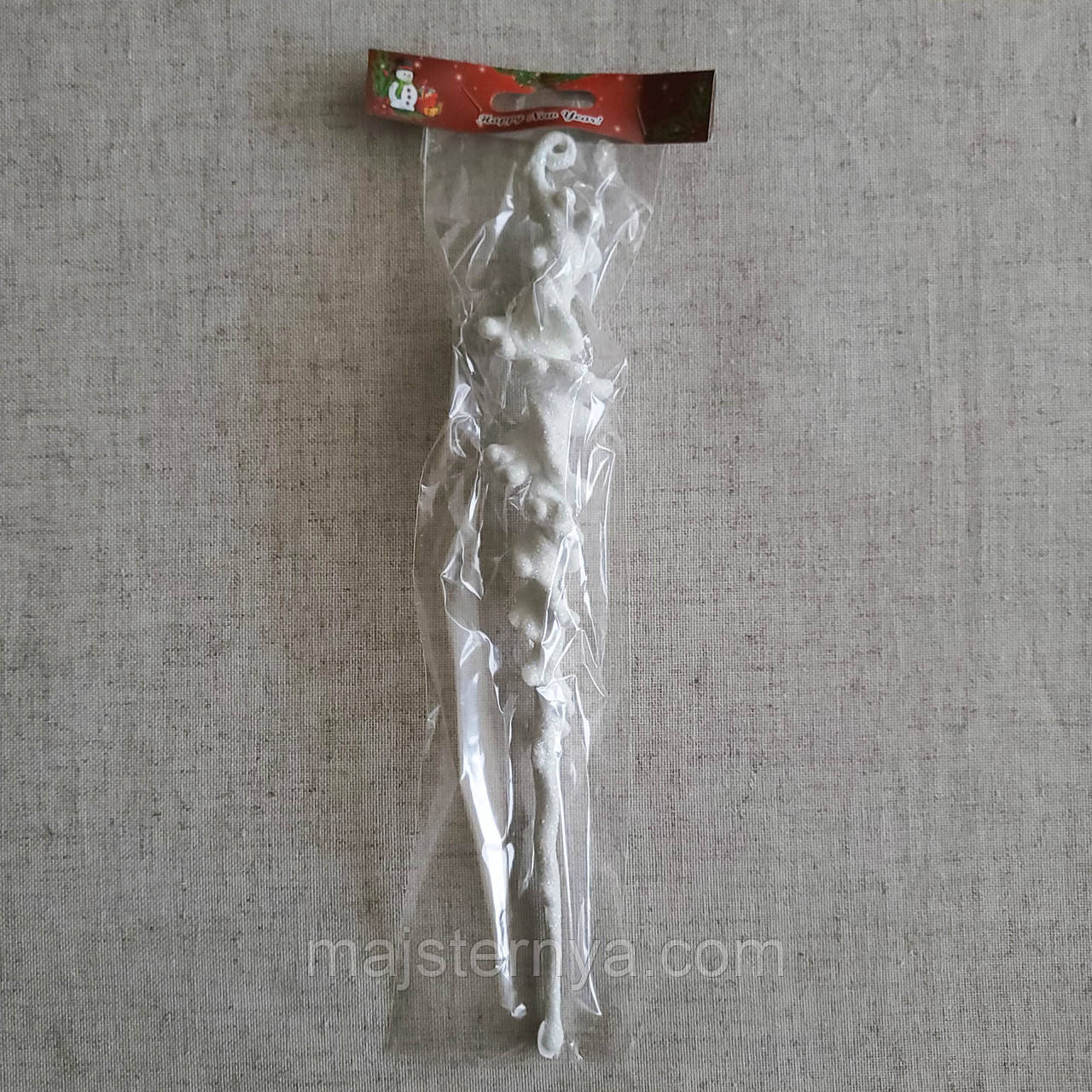 Іграшка на ялинку "Бурулька" біла